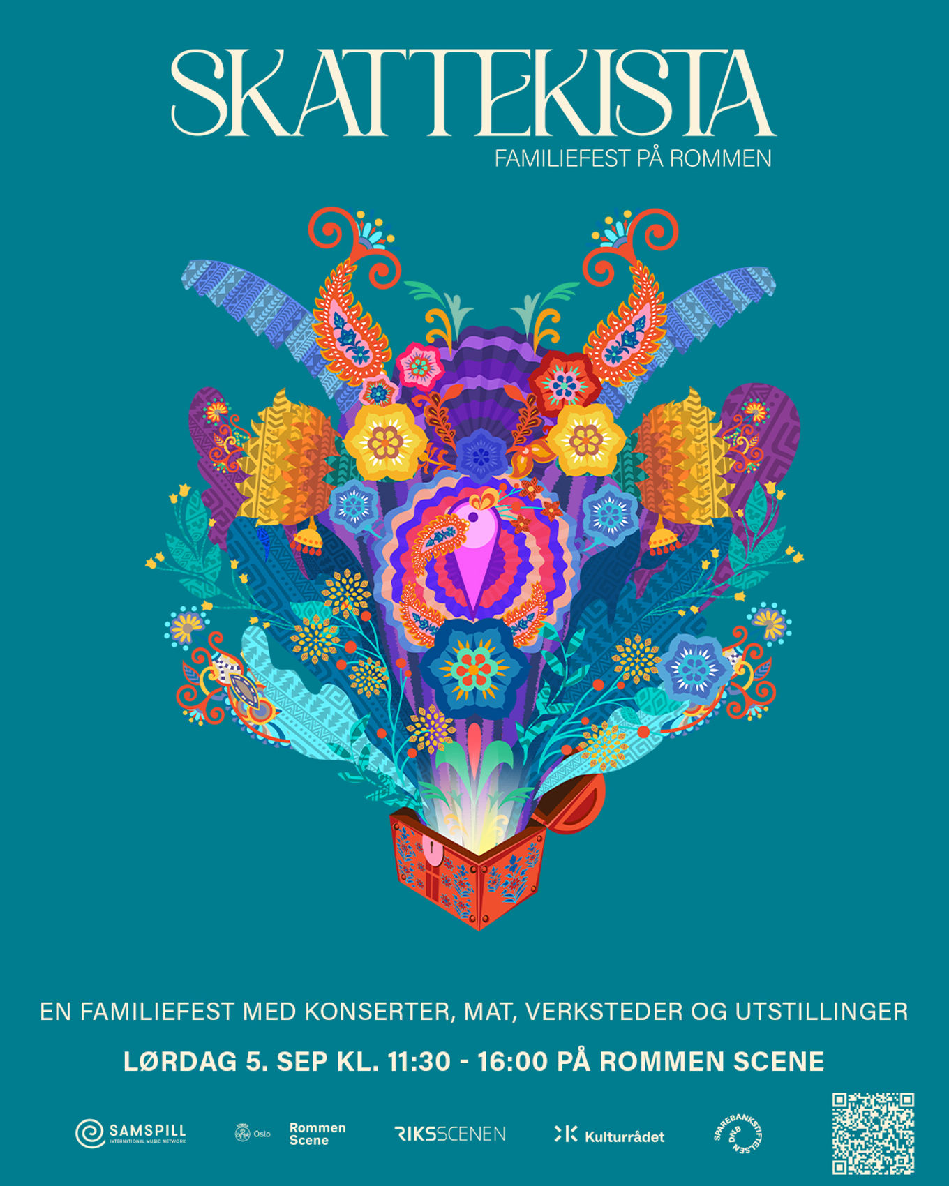 Foto: Plakat/Skattekista en plakat med fargerikt design
